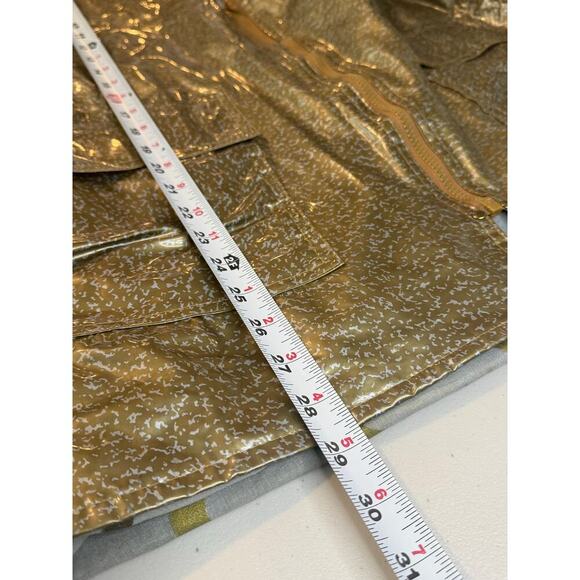 Vintage Wippette Gold Metallic‎ Hooded Raincoat Women's L Retro 80s/90s Zip - Picture 6 of 11